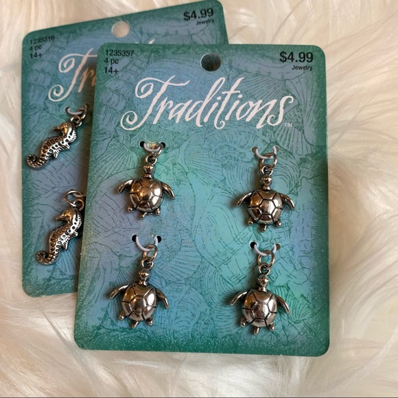 NWT Traditions Nautical Sea Life Turtle & Seahorse Jewelry Charm Packs Silver - Picture 3 of 6